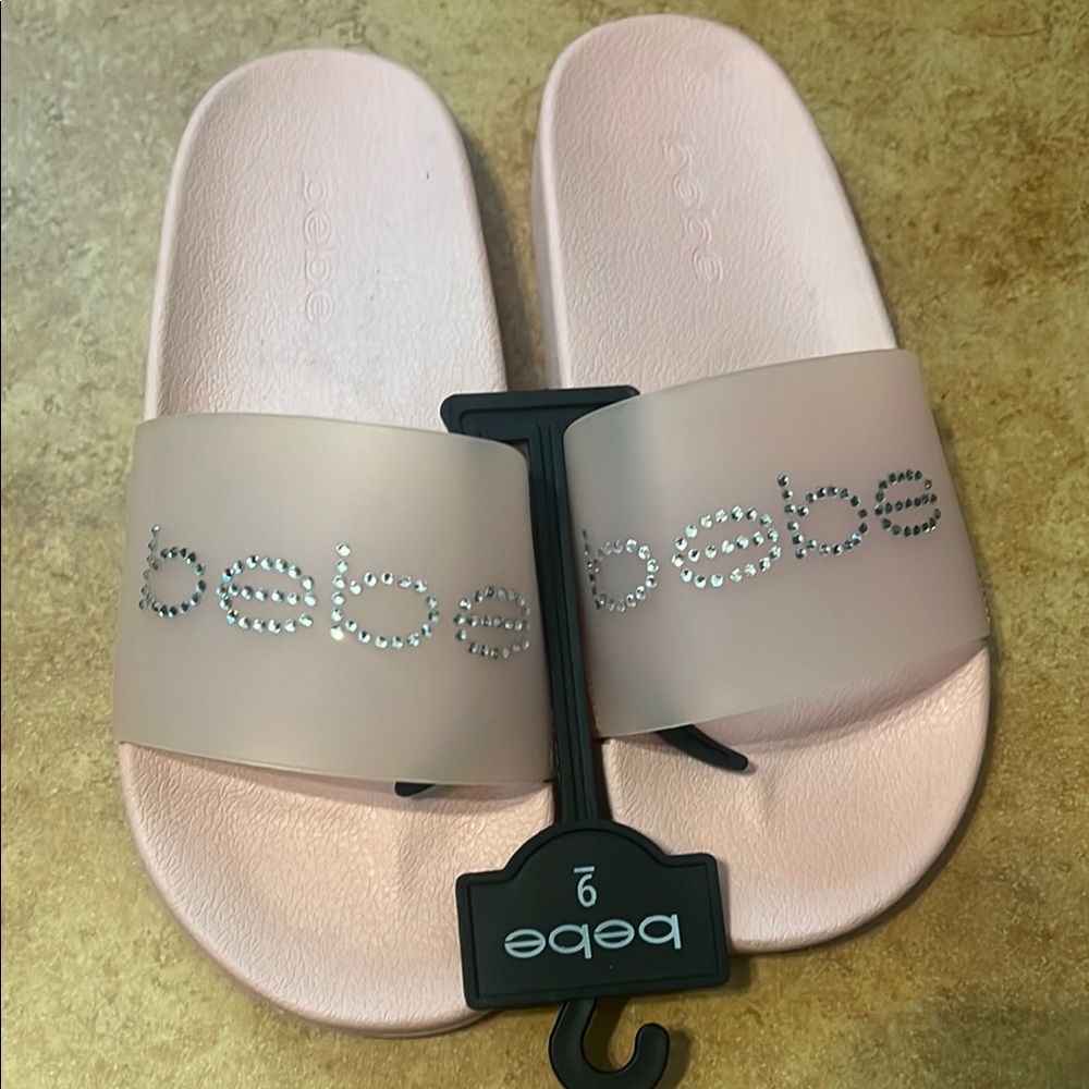 Bebe Pink Slide Sandals